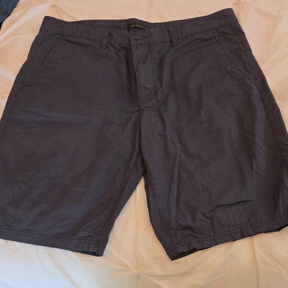 John Varvatos Dark Blue Flat Front Shorts